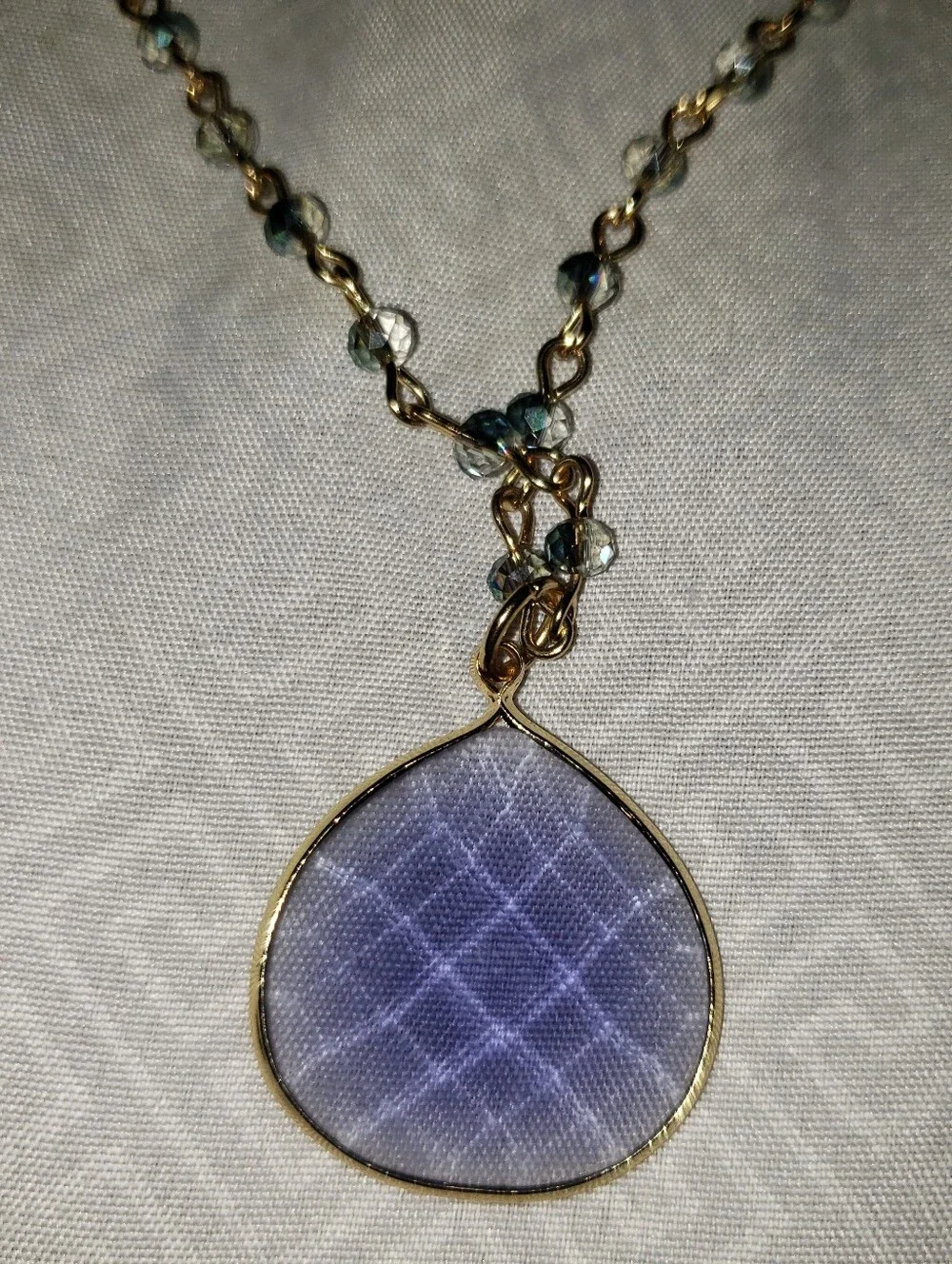 Lonna & Lilly Necklace Gold Purple Glass Teardrop Leaf Pendant Womens Jewelry - Picture 4 of 4